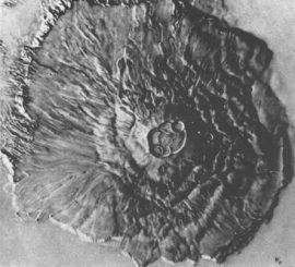 Der fast 27 Kilometer hohe Marsvulkan Olympus Mons (JPL/NASA)