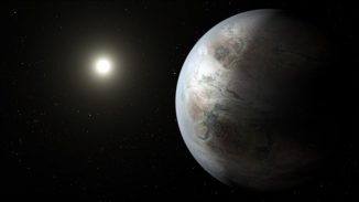 Illustration des Exoplaneten Kepler-452b im Orbit um seinen sonnenähnlichen Zentralstern Kepler-452. (NASA / JPL-Caltech / T. Pyle)