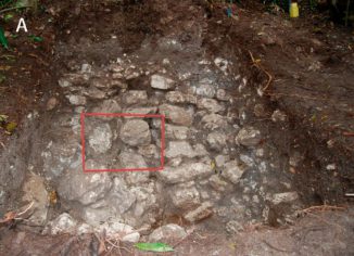 Furniersteine des Palast-Damms in der antiken Maya-Stadt Tikal. (Scarborough et al.)