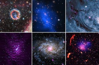 Kosmische "Leckereien" von Chandra und anderen Teleskopen. Beschreibungen siehe Text. (Credits: NASA / CXC / SAO)