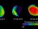 Drei Ansichten des Marsmondes Phobos, basierend auf Daten der Infrarotkamera THEMIS an Bord der Raumsonde Mars Odyssey. (Credits: NASA / JPL-Caltech / ASU / SSI)