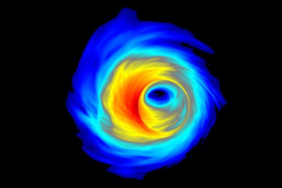 Simulation der Akkretionsscheibe um ein supermassives Schwarzes Loch. (Credit: Institute of Technology (RIT))