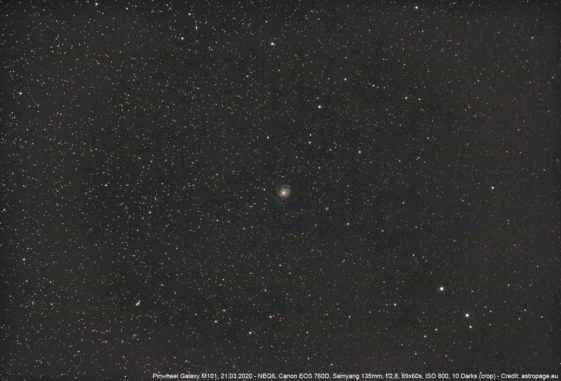 Die Feuerrad-Galaxie M101, aufgenommen am 21. März 2020. (Credits: astropage.eu)