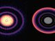 Eine von ALMA beobachtete protoplanetare Scheibe (links) und eine protoplanetare Scheibe während der Migration eines Planeten in der ATERUI-II-Simulation (rechts). (Credit: Kazuhiro D. Kanagawa, ALMA (ESO / NAOJ / NRAO))